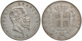 Vittorio Emanuele II (1861-1878) 5 Lire 1873 R - Nomisma 895; Pag. 497 AG RRR Graffietti e minimi colpetti al bordo
qSPL