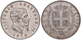 Vittorio Emanuele II (1861-1878) 5 Lire 1876 R - Nomisma 900 AG
SPL