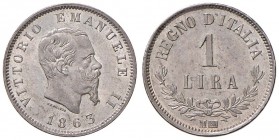 Vittorio Emanuele II (1861-1878) Lira 1863 M valore - Nomisma 917 AG
qFDC/FDC