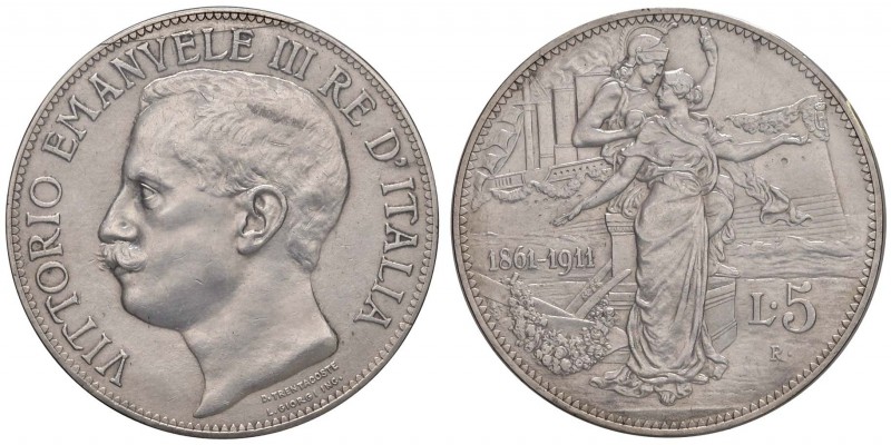 Vittorio Emanuele III (1900-1946) 5 Lire 1911 - Nomisma 1129 AG R Sigillato SPL/...