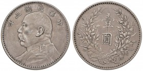 CINA Yuan Shikai - Dollar 1914 - KM Y329 AG (g 26,86) Bella patina, graffio al R/ e colpetto al bordo
BB+