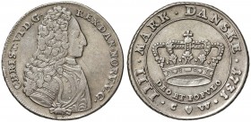 DANIMARCA Cristiano VI (1730-1746) Krone (4 Mark) 1731 - Dav. 1294 AG (g 22,00) Graffi al D/
BB/BB+