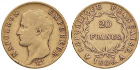 FRANCIA Napoleone (1804-1815) 20 Francs 1806 A - Fr. 513; Gad. 1023 AU (g 6,41) 
BB