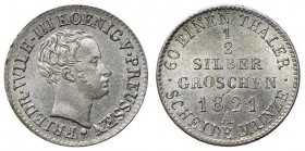 GERMANIA PRUSSIA Federico Guglielmo III (1797-1840) - ½ Silber Groschen 1821 A - KM 409 AG (1,09)
qFDC