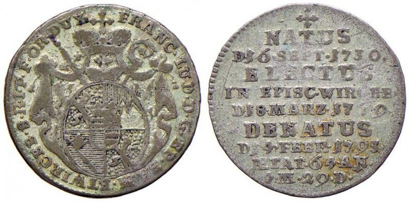 GERMANIA Würzburg - Franz Ludwig von Erthal (1779-1795) 3 Kreuzer 1795 - KM 446 ...