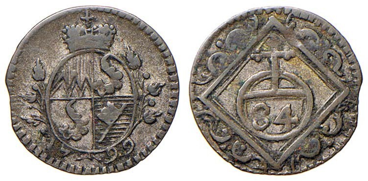 GERMANIA Würzburg - Georg Karl von Fechenbach (1795-1808) 1/84 Taler 1799 - KM 4...