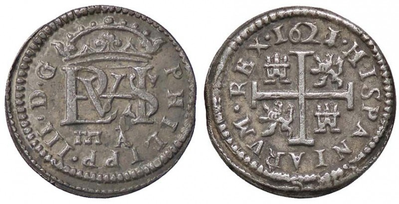 SPAGNA Felipe III (1598-1621) ½ Real 1621(0) Segovia A - Cal. 574 AG (g 1,65)
B...