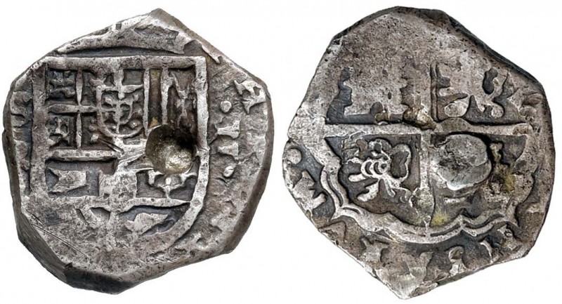 SPAGNA Filippo IV (1621-1665) 2 Reales - AG (6,38) Intento di foratura
MB