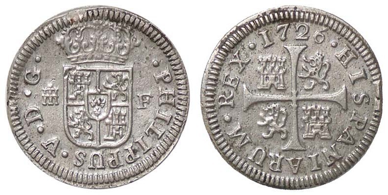 SPAGNA Felipe V (1700-1746) ½ Real 1726 Segovia F - Cal. 1921 AG (g 1,23)
SPL+