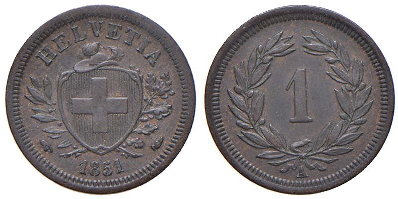 SVIZZERA Rappen 1851 A - KM 3.1; Sch. 15 CU (g 1,50) 
SPL+/qFDC