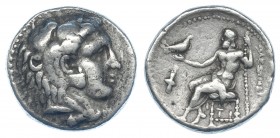 MACEDONIA. ALEJANDRO III. Sardes (344-323). R/ Debajo del trono TI, delante antorcha. AR 17,02 g. RPC-2622. MBC-/BC+.