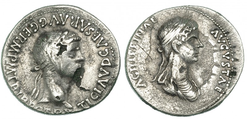 CLAUDIO I. Denario forrado. Roma (51-54 d.C.). R/ AGRIPPINAE AVGVSTAE. RIC-92. R...