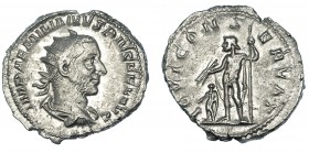 EMILIANO. Antoniniano. Roma (253). R/ Júpiter con haz de rayos y cetro; IOVI CONSERVAT. RIC-4. MBC+. Muy escasa.