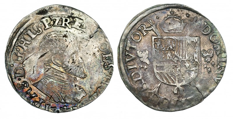 1/5 de escudo. 1572. Dordrecht. Vti-858. Fina grieta y marcas de acuñación. MBC-...