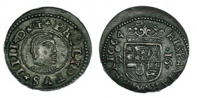 16 maravedís. 1664. Coruña. R. AC-455. MBC+.