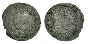 16 maravedís. 1663. Segovia. BR. AC-489. Golpe en anv. MBC-.