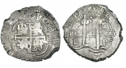 8 reales. 1659. Potosí E. Dos fechas. AC-1523. Oxidación. MBC-.