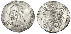 Filipo. 1666. Milán. A/ Busto de Carlos y Mariana de Austria. Olivares-277. Rayitas en anv. MBC+/EBC-. Muy escasa.