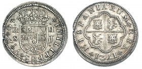 2 reales. 1721. Sevilla J. VI-782. Pequeña grieta. MBC+.
