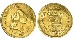1/2 escudo. 1760. Madrid. JP. VI-1040. Ligeramente alabeada. MBC.