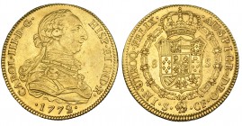 8 escudos. 1772. Sevilla. CF. VI-1774. R.B.O. MBC+/EBC-. Rara.