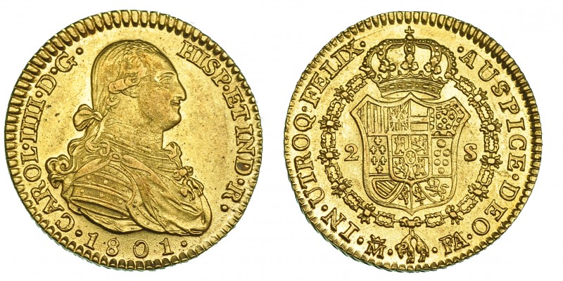 2 escudos. 1801. Madrid. FA. VI-1052. R.B.O. MBC+/EBC.