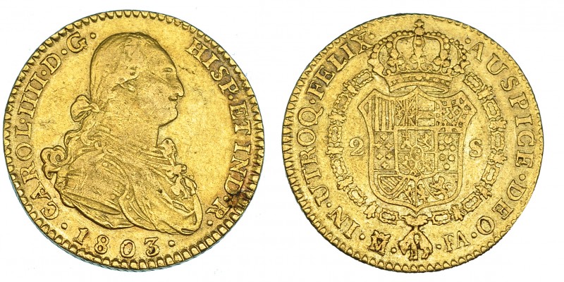 2escudos. 1803. Madrid. FA. VI-1054. MBC-.