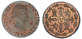 2 maravedís. 1820. Segovia. VI-139. R.B.O. EBC.