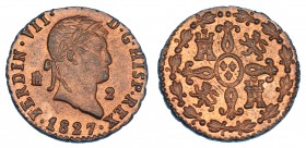 2 maravedís. 1827. Segovia. VI-143. B.O. SC.