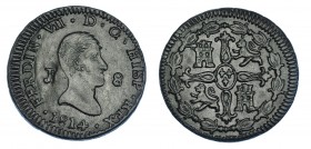 8 maravedíes. 1814. Jubia. VI-201. Pátina oscura. MBC+.