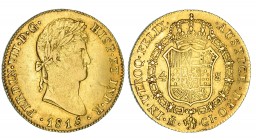 4 escudos. 1815. Madrid. GJ. VI-1421. Fina grieta y rayita. MBC. Muy escasa.