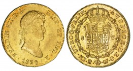 8 escudos. 1820. Madrid. GJ. VI-1478. Fina rayita en anv. R.B.O. EBC-.