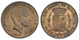 10 céntimos. 1878. Barcelona. OM. VII-46. R.B.O. EBC-.