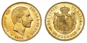 25 pesetas. 1882. *18-82. Madrid. MSM. VII-III. B.O. EBC+/SC.