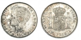 1 peseta. 1900 *19-00. Madrid. SMV. VII-156. B.O. con manchas. EBC+.