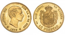 10 pesetas. 1878*19-62. Madrid. DEM. VII-410. B.O. SC.