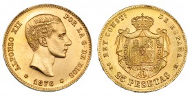 25 pesetas. 1876*19-62. Madrid. DEM. VII-418. B.O. SC. Escasa.