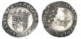 FRANCIA. Antoine de Lorraine (1508-1544). Doble Gros. 3,39 g. De Saulcy XIV, 12. Vanos de acuñación. MBC+. Muy escasa.