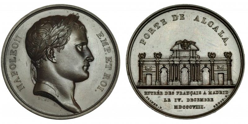 FRANCIA. Medalla. Napoleón. R/ Puerta de Alcalá. Conmemora la entrada de los fra...