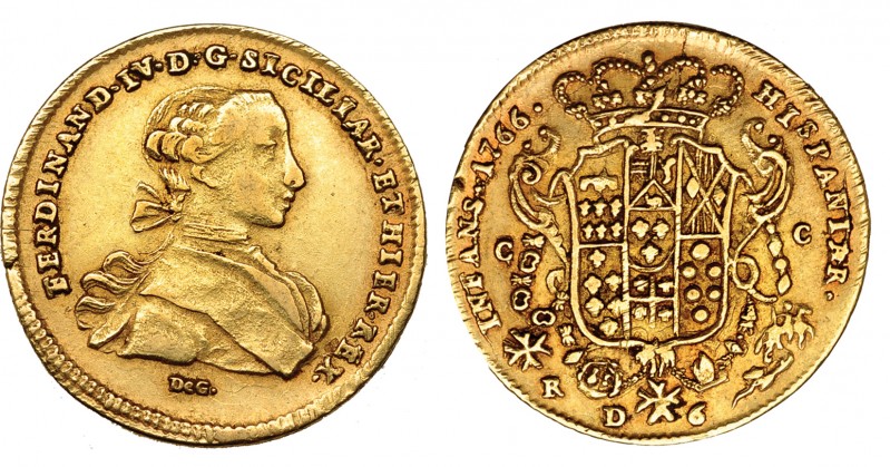 ESTADOS ITALIANOS. NÁPOLES. Fernando IV. 6 DUCADOS. Nápoles. 1766. FBR-846a. MBC...