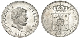 ESTADOS ITALIANOS. Nápoles. Fernando II. Piastra. 1854. KM-C 153c. Rayitas de ajuste. B.O. EBC+.