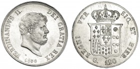 ESTADOS ITALIANOS. Nápoles. Fernando II. Piastra. 1856. KM-C 153c. Rayitas de ajuste. B.O. EBC+.