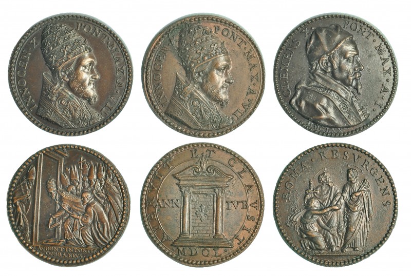 ESTADOS ITALIANOS. ESTADOS PONTIFICIOS. Lote 3 medallas. Inocencio X (2 medallas...