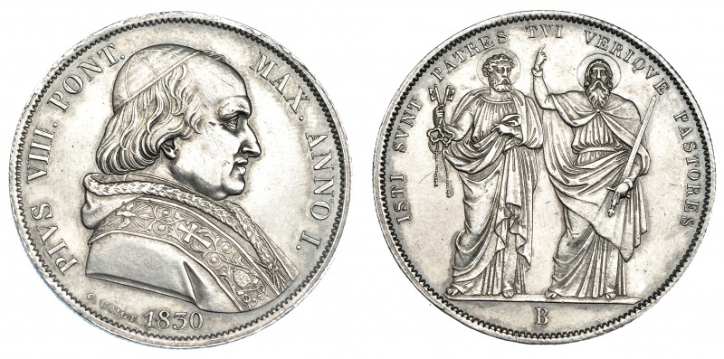 ESTADOS PONTIFICIOS. Pío VII. Scudo. Bolonia. 1830. KM-No. Pequeñas marcas. EBC-...