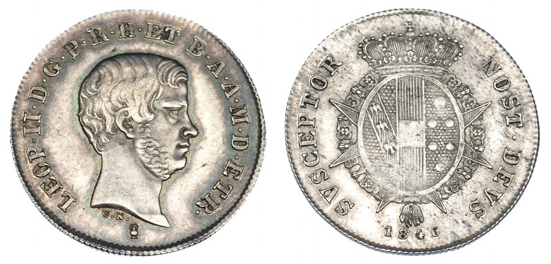 ESTADOS ITALIANOS. Toscana. Leopoldo II. 1 paolo. 1846. KM-C70a. Acuñación algo ...