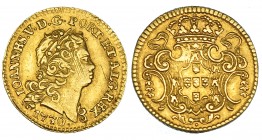 PORTUGAL. Juan V. Medio escudo. 1730. Gomes-109.10. Rayitas de ajuste. MBC+.