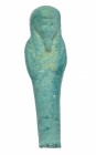 EGIPTO. Período Ptolemaico. 323-30 a.C. Fayenza vitrificada. Ushebti. Altura 6,2 cm.