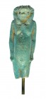EGIPTO. Dinastía XXVI. 664-525 a.C. Fayenza vitrificada. Figura con representación de dios Tueris. Altura 5,7 cm. Presenta falta de pies. Incluye pean...