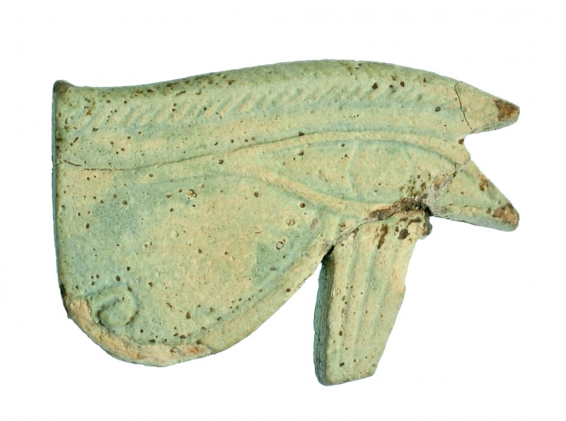 EGIPTO. Dinastía XXVI. 664-525 a.C. Fayenza. Ojo de Horus. Longitud 7,3 cm. Rest...