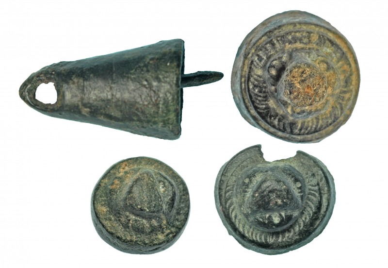 HISPANIA ANTIGUA Y ROMA. Íberos y Roma. III a.C. y I d.C. Bronce. Lote de 4 piez...
